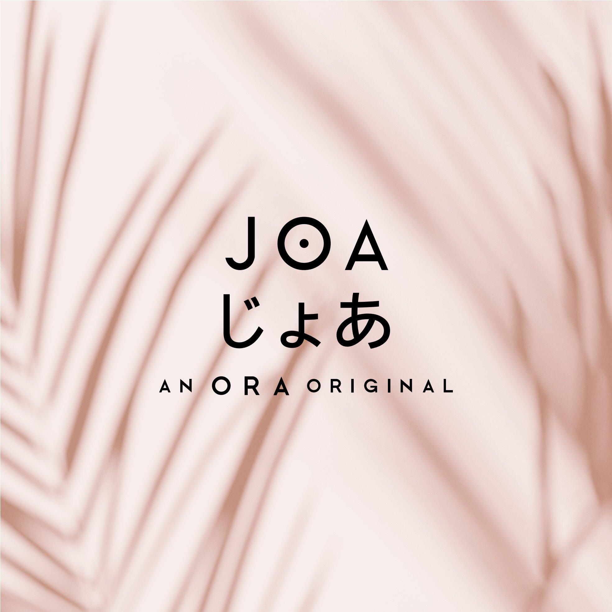 JOA bilingual wordmark on a softly lit fabric background